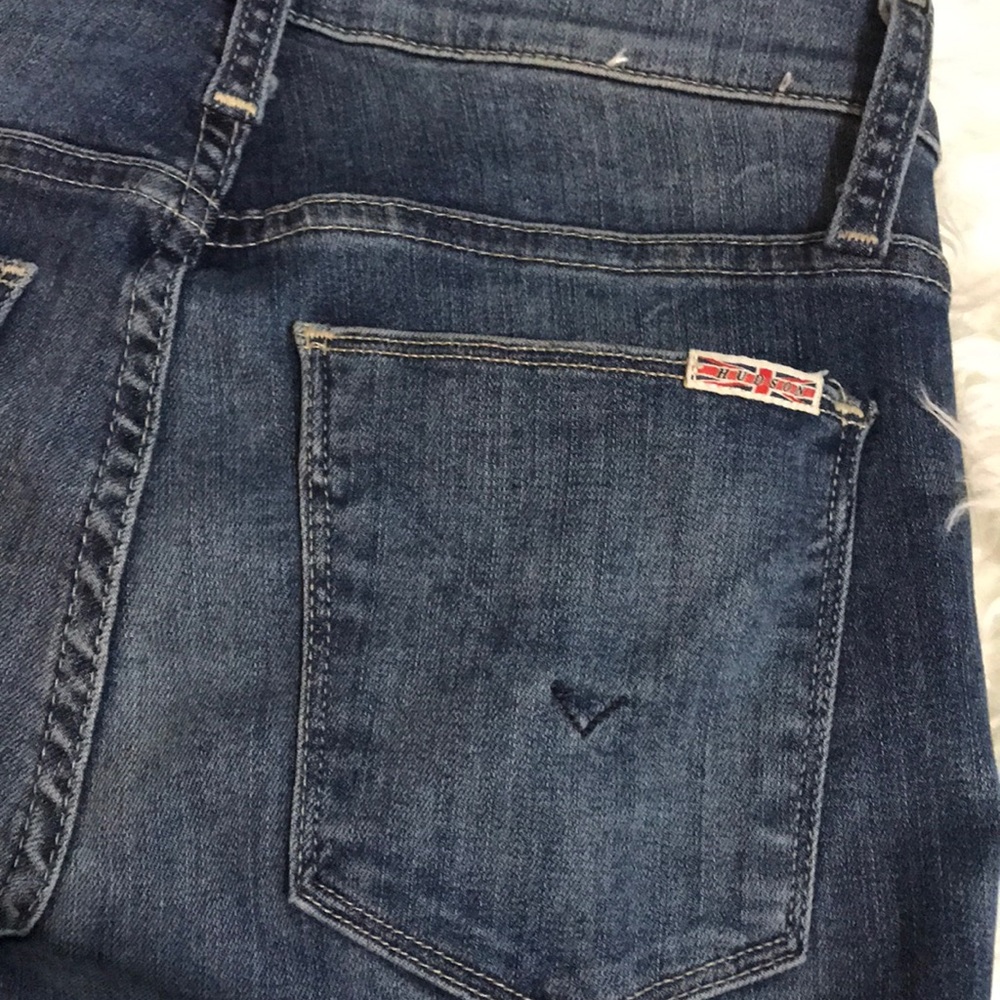 Hudson Distressed Patch Skinny Jeans - Picture 9 of 10